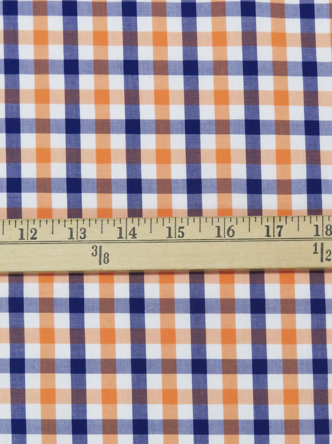 Sharp Cheddar/Dark Blueberry/White 100% Cotton Check Plaid Shirting 56W