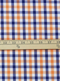 Sharp Cheddar/Dark Blueberry/White 100% Cotton Check Plaid Shirting 56W