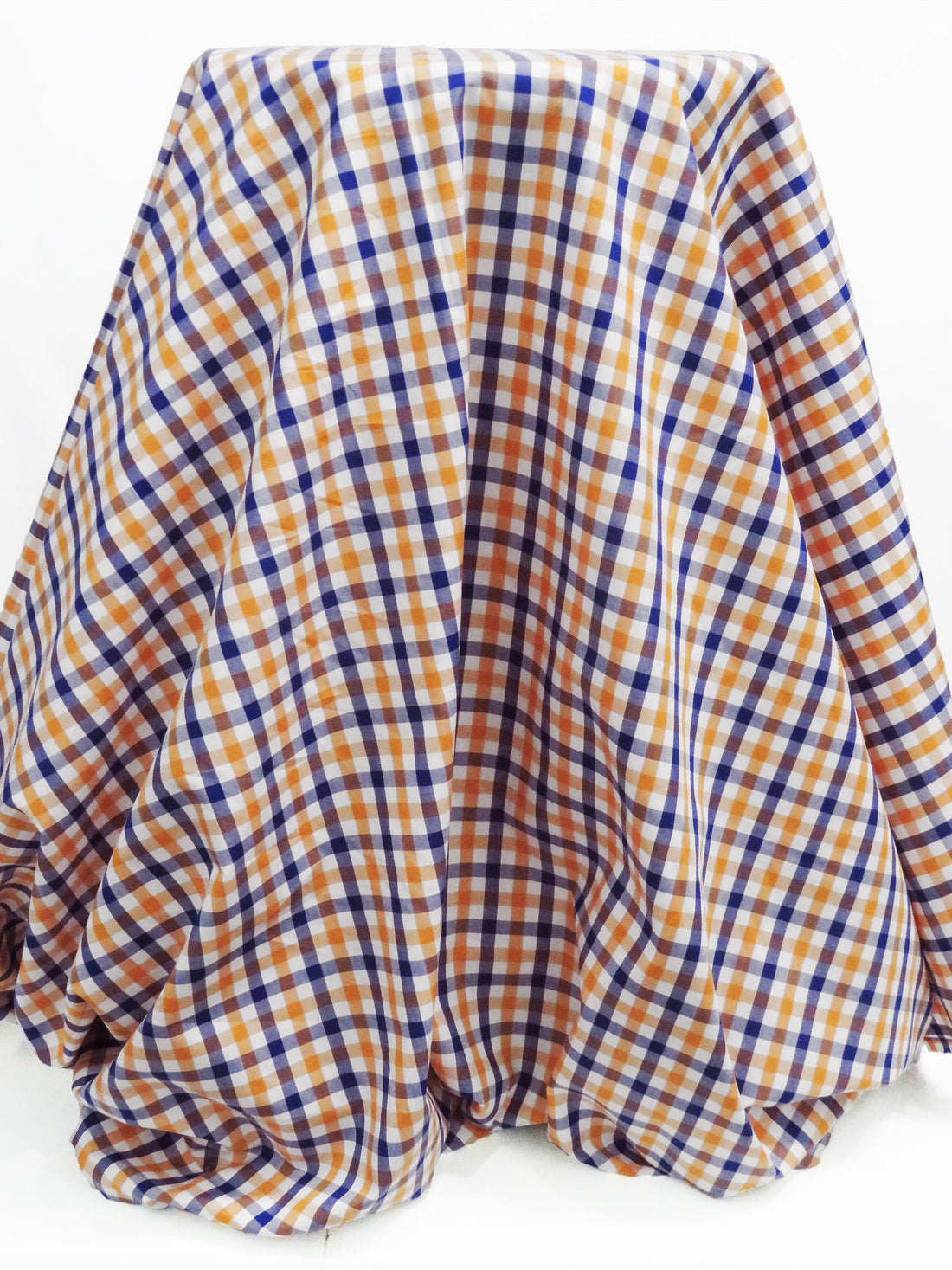 Sharp Cheddar/Dark Blueberry/White 100% Cotton Check Plaid Shirting 56W