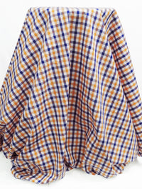 Sharp Cheddar/Dark Blueberry/White 100% Cotton Check Plaid Shirting 56W