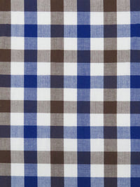 Willow Brown/Dark Blueberry/White 100% Cotton Plaid Check Shirting 56W