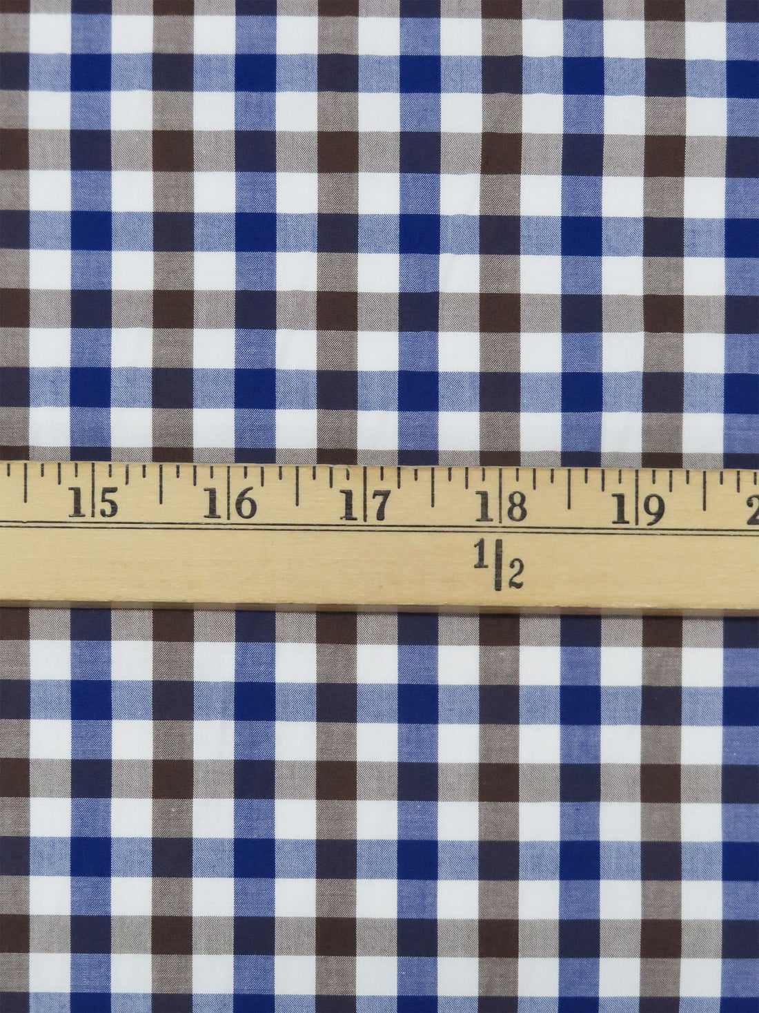 Willow Brown/Dark Blueberry/White 100% Cotton Plaid Check Shirting 56W