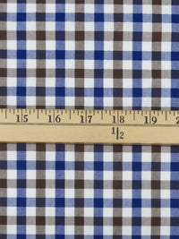 Willow Brown/Dark Blueberry/White 100% Cotton Plaid Check Shirting 56W