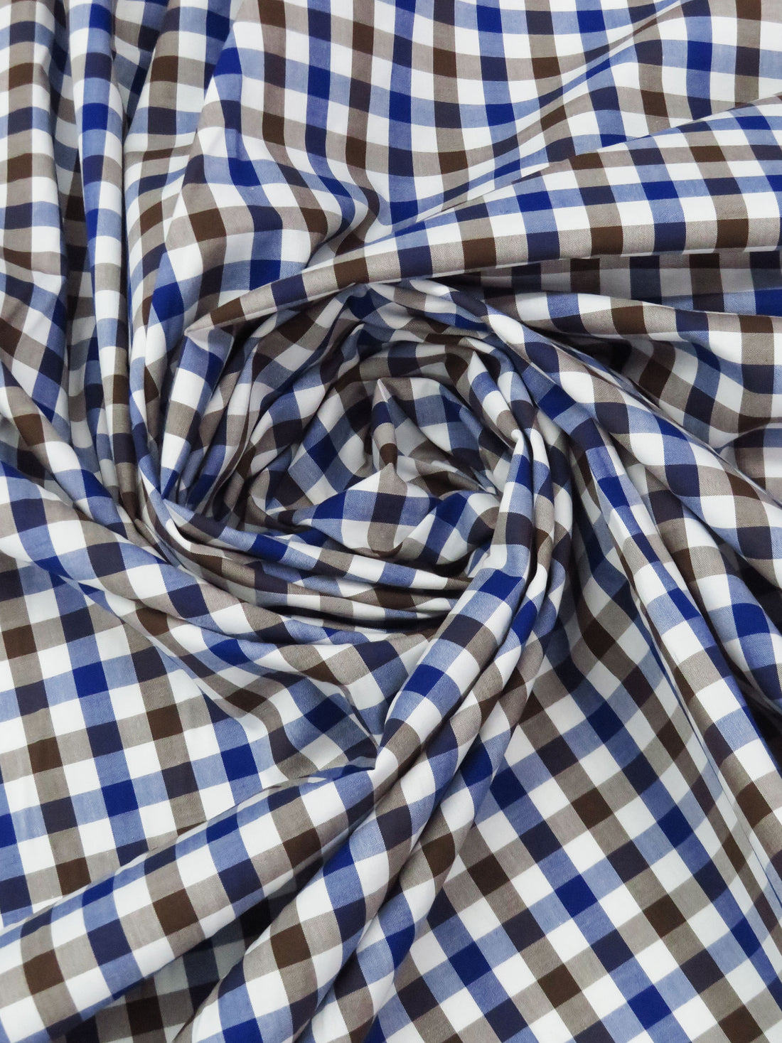 Willow Brown/Dark Blueberry/White 100% Cotton Plaid Check Shirting 56W