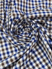 Willow Brown/Dark Blueberry/White 100% Cotton Plaid Check Shirting 56W