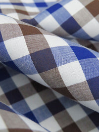 Willow Brown/Dark Blueberry/White 100% Cotton Plaid Check Shirting 56W