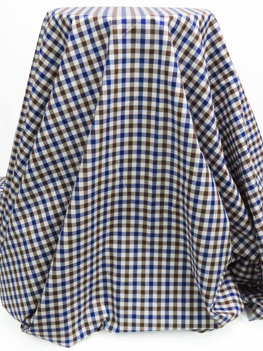Willow Brown/Dark Blueberry/White 100% Cotton Plaid Check Shirting 56W
