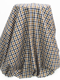 Ochre Brown/Navy/White 100% Cotton Check Plaid Shirting 56W
