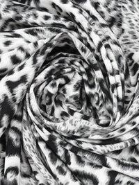 Black/White/Steel Gray 100% Polyester Leopard Print Blouse Weight Woven 57W