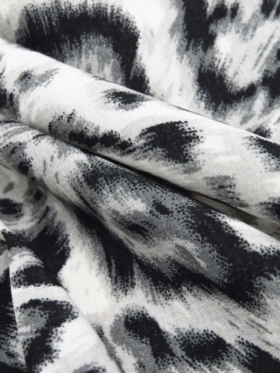 Black/White/Steel Gray 100% Polyester Leopard Print Blouse Weight Woven 57W