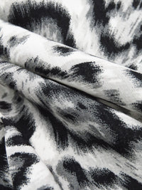 Black/White/Steel Gray 100% Polyester Leopard Print Blouse Weight Woven 57W