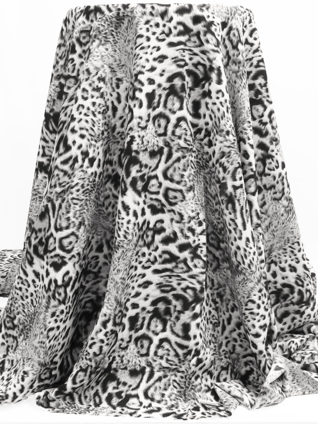 Black/White/Steel Gray 100% Polyester Leopard Print Blouse Weight Woven 57W