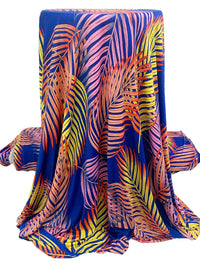 Cobalt Blue/Melon Pink/Dandelion/Multi Polyester/Lycra Tropical Fern Print FTY Knit 58W