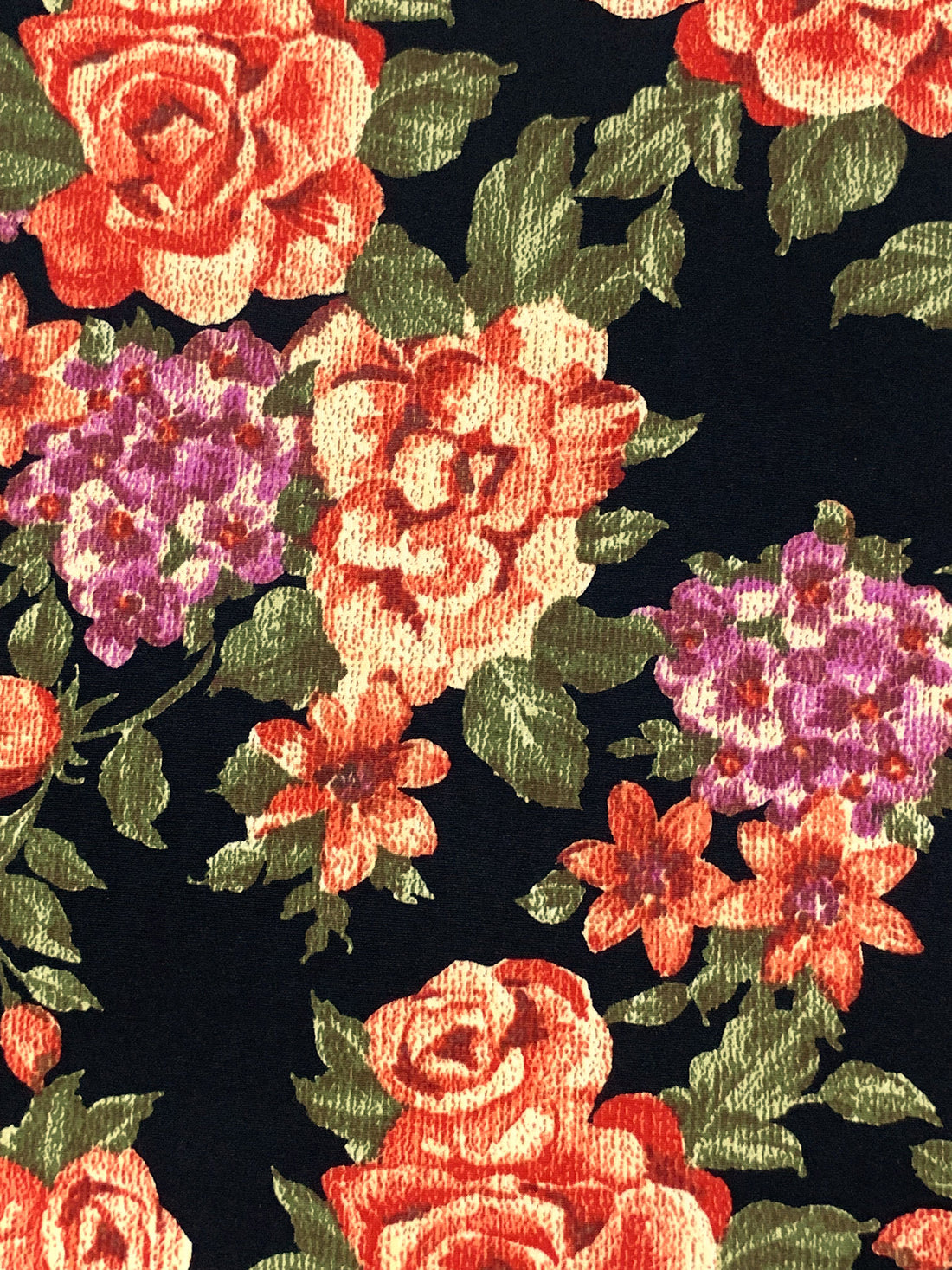 Venetian Red/Pale Cream/Black Polyester/Lycra Floral Print DTY Knit 58W