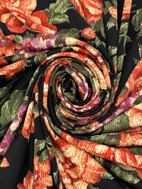 Venetian Red/Pale Cream/Black Polyester/Lycra Floral Print DTY Knit 58W