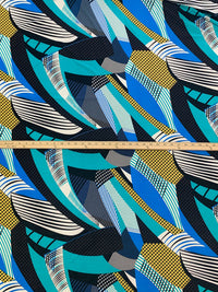 True Blue/Teal Green/Black/Multi Polyester/Lycra Abstract Multi Print FTY Knit 58W