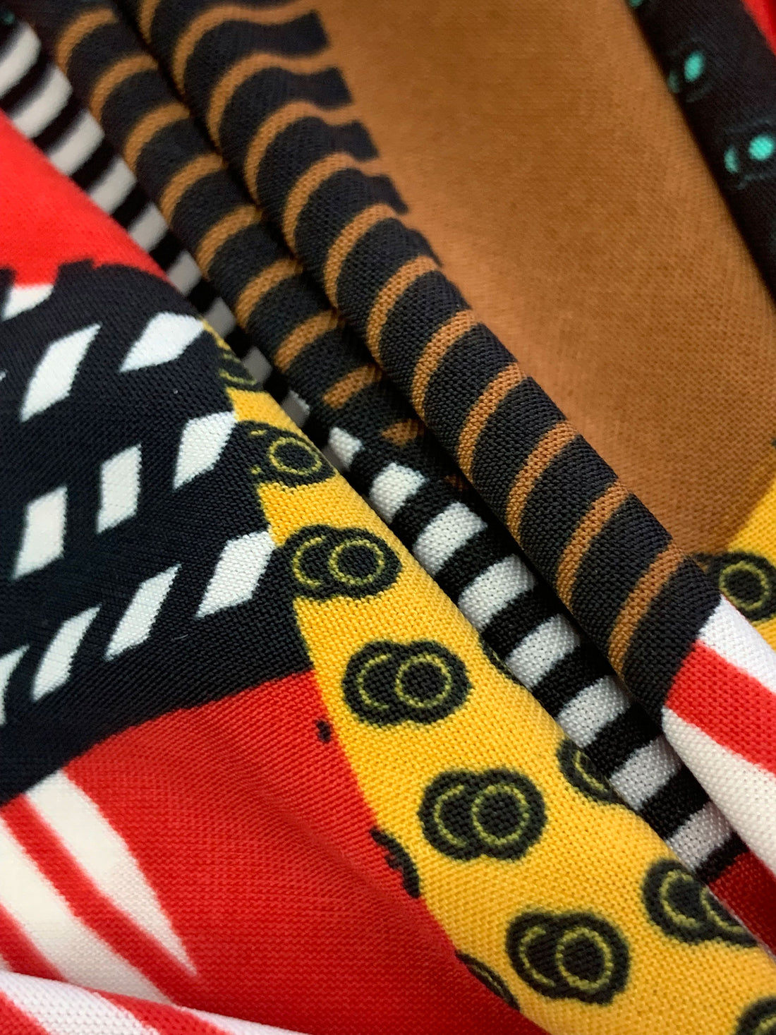 Cadmium Red/Black/Sunglow/Multi Polyester/Lycra Abstract Multi Print FTY Knit 58W