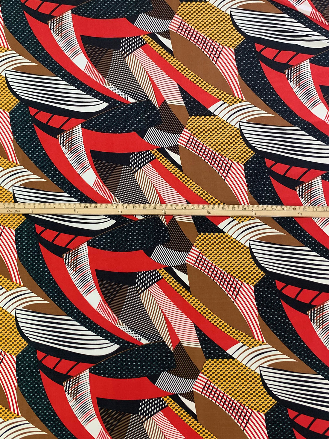 Cadmium Red/Black/Sunglow/Multi Polyester/Lycra Abstract Multi Print FTY Knit 58W