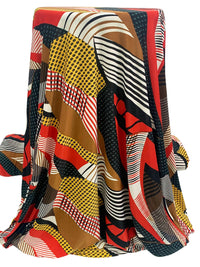 Cadmium Red/Black/Sunglow/Multi Polyester/Lycra Abstract Multi Print FTY Knit 58W