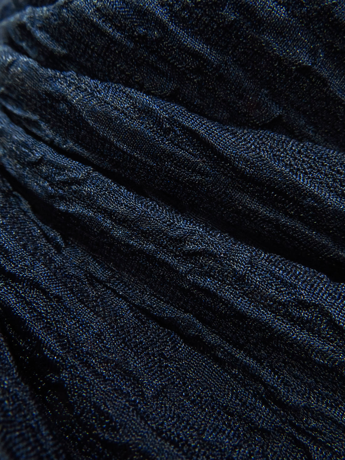 Midnight Navy Polyester/Lycra Crinkle Stripe Double Knit 58W