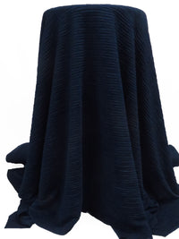 Midnight Navy Polyester/Lycra Crinkle Stripe Double Knit 58W