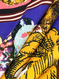 Green/Blue/Gold/White Polyester/Lycra Novelty Nautical Framework Print FTY Knit 56W