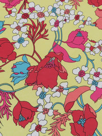 Pale Canary/Cardinal Red/Bright Moonstone Blue/Multi Polyester/Lycra Floral Print FTY Knit 56W