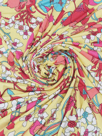 Pale Canary/Cardinal Red/Bright Moonstone Blue/Multi Polyester/Lycra Floral Print FTY Knit 56W