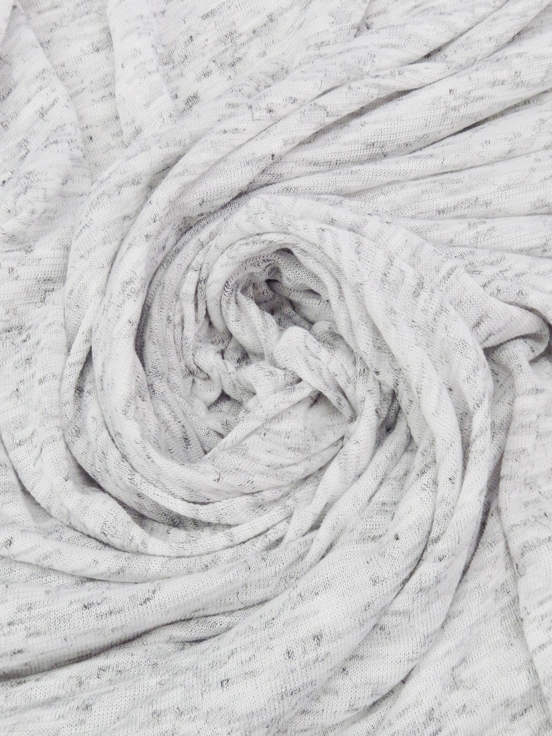 Heathered White/Bright Gray Polyester/Lycra Slubbed Sweater Knit 58W