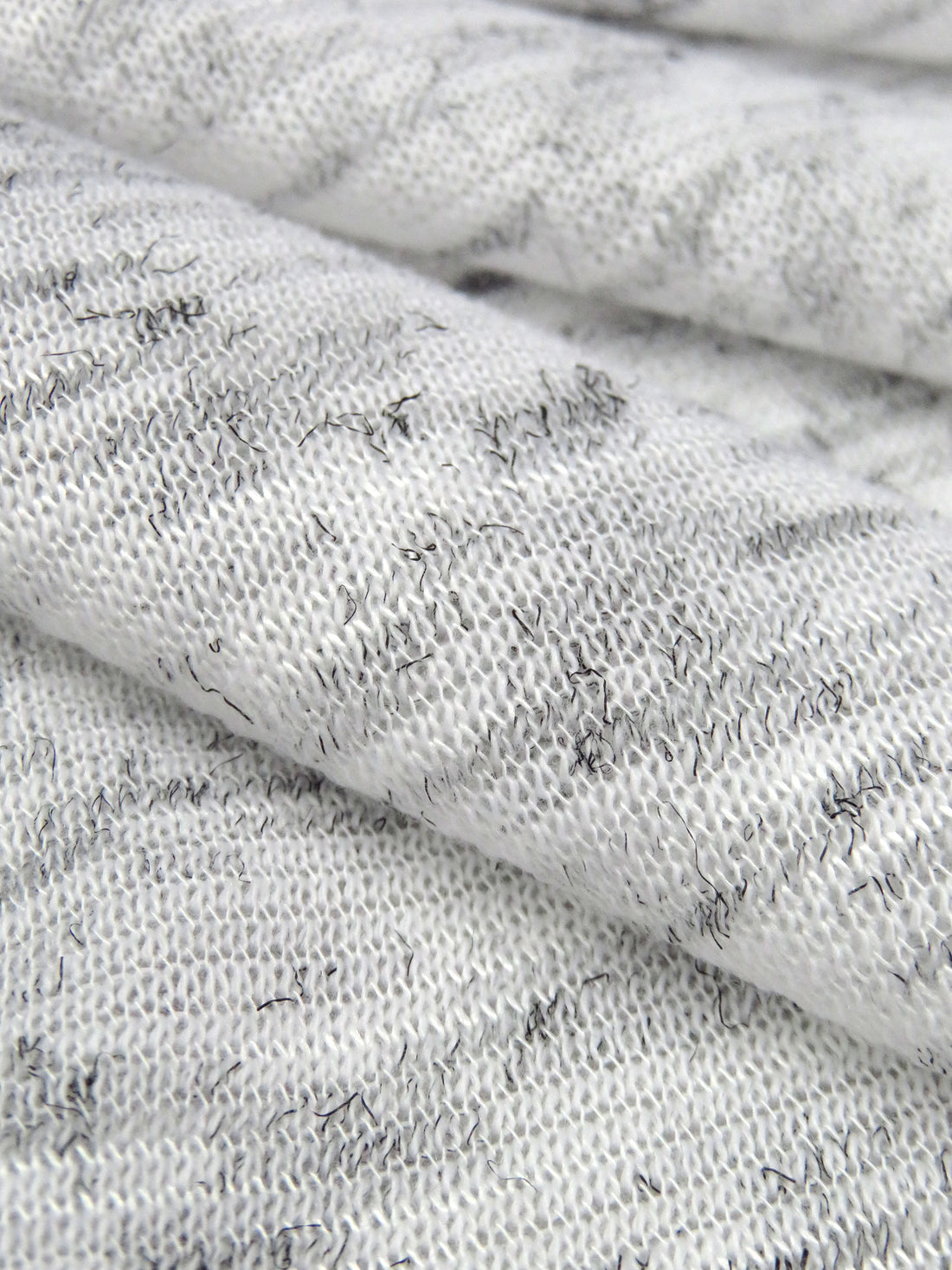 Heathered White/Bright Gray Polyester/Lycra Slubbed Sweater Knit 58W