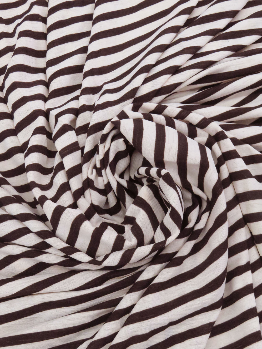 Midnight Espresso/Pale Ballet Pink Polyester/Lycra Horizontal Stripe Print Slubbed Knit 54W