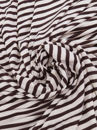 Midnight Espresso/Pale Ballet Pink Polyester/Lycra Horizontal Stripe Print Slubbed Knit 54W