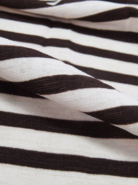Midnight Espresso/Pale Ballet Pink Polyester/Lycra Horizontal Stripe Print Slubbed Knit 54W