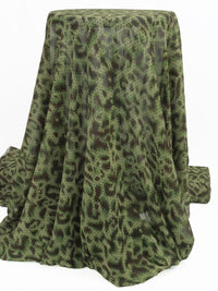 Pickle Green/Espresso/Black/Multi 100% Polyester Mini Dot On Animal Print Crinkle Chiffon 57W