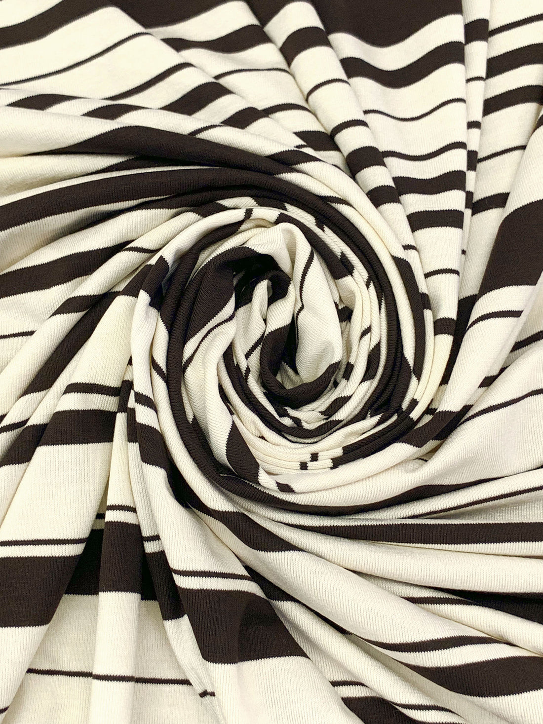 Dark Brown/Alabaster Rayon/Lycra Horizontal Stripe Jersey Knit 58W