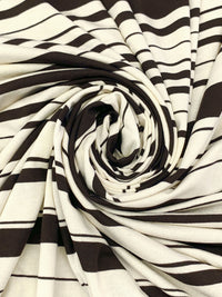 Dark Brown/Alabaster Rayon/Lycra Horizontal Stripe Jersey Knit 58W