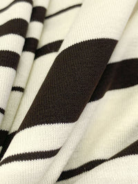 Dark Brown/Alabaster Rayon/Lycra Horizontal Stripe Jersey Knit 58W