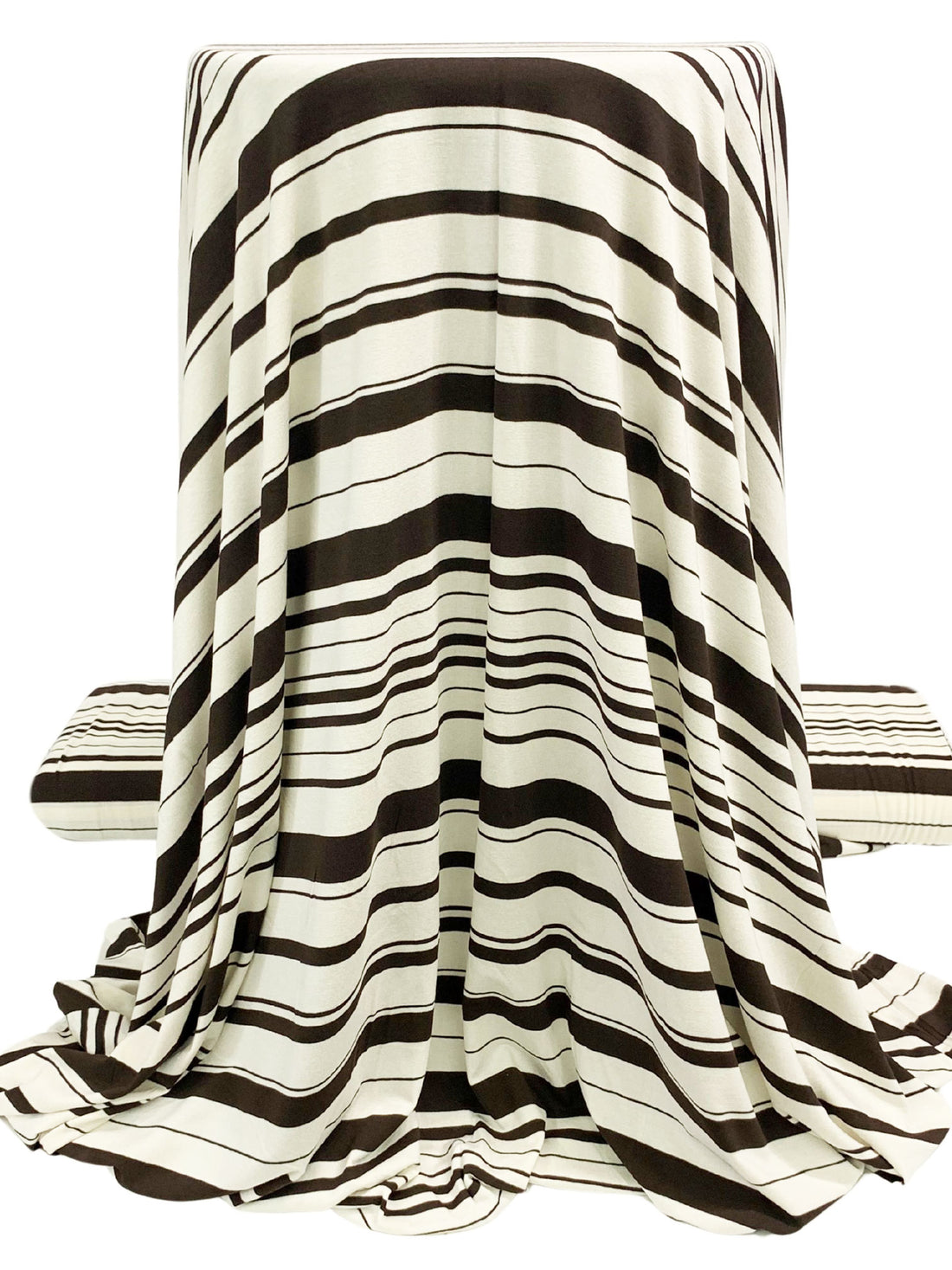 Dark Brown/Alabaster Rayon/Lycra Horizontal Stripe Jersey Knit 58W