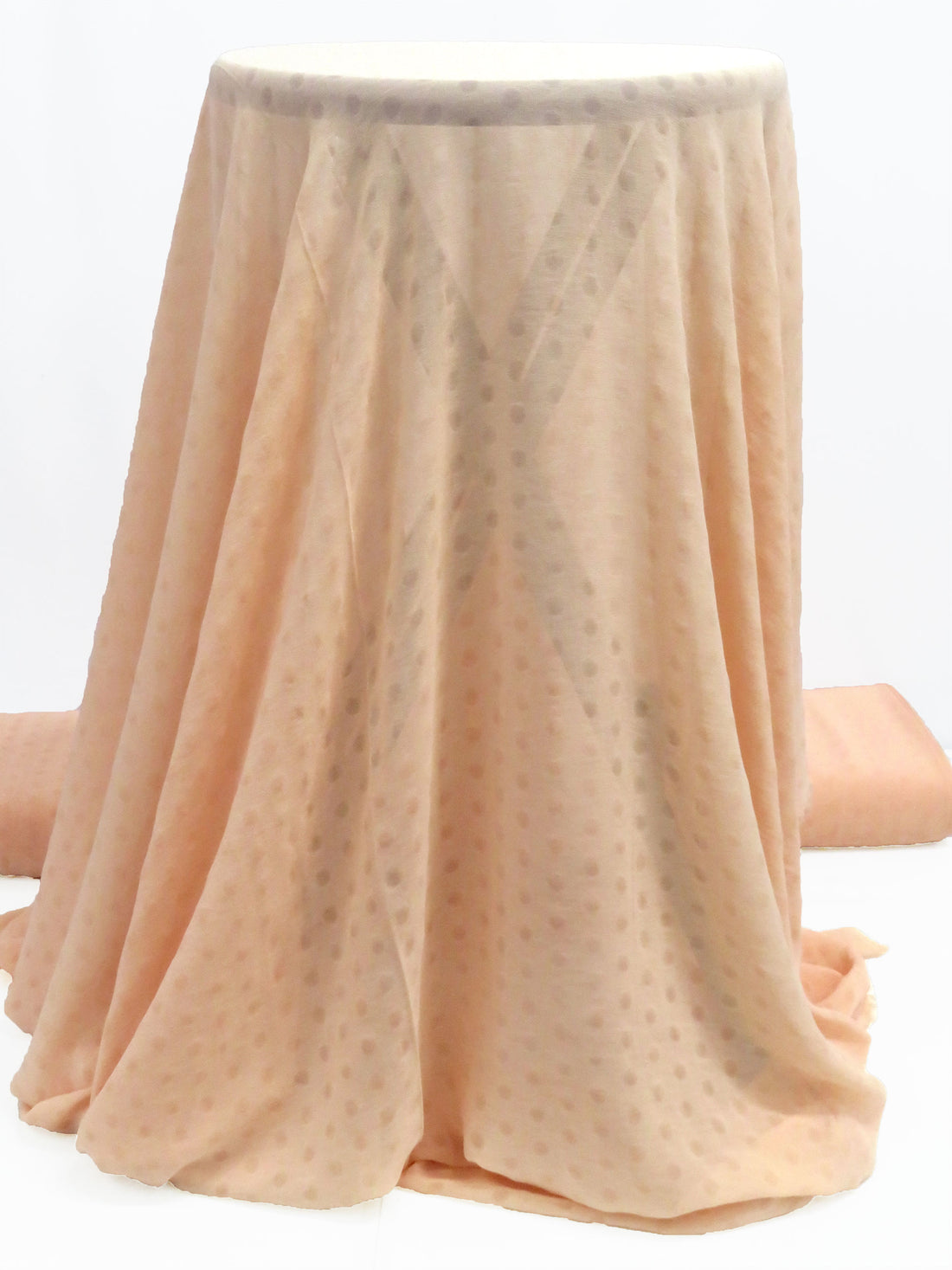 Apricot 100% Polyester Jacquard Dot Crepe Chiffon 58W