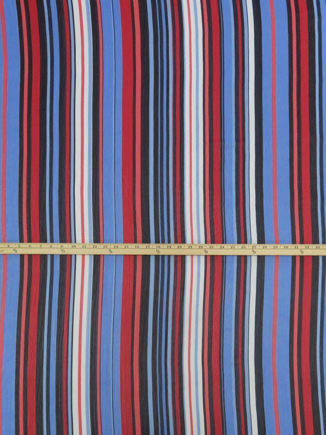 Cornflower/Cherry Red/Dark Coral/Multi 100% Polyester Vertical Stripe Print Crinkle Chiffon 56W
