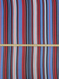 Cornflower/Cherry Red/Dark Coral/Multi 100% Polyester Vertical Stripe Print Crinkle Chiffon 56W