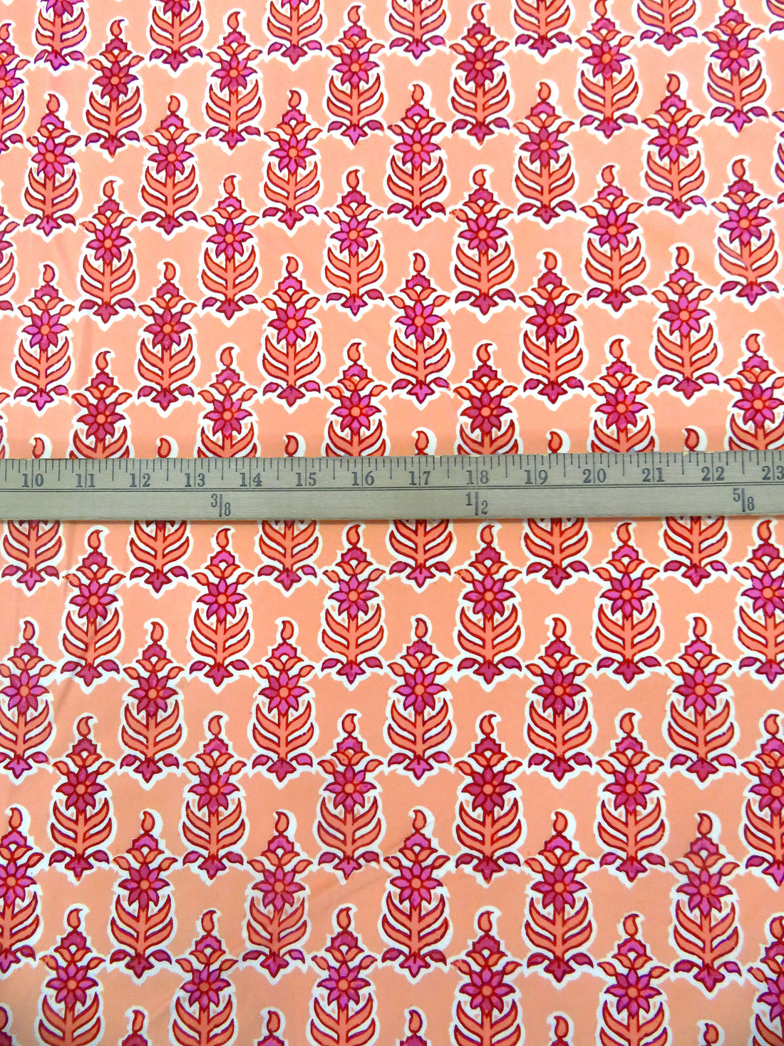 Salmon/Off-White/Petal Pink/Red Cotton/Polyester/Lycra Floral Block Print Stretch Twill - NY Designer - 56W