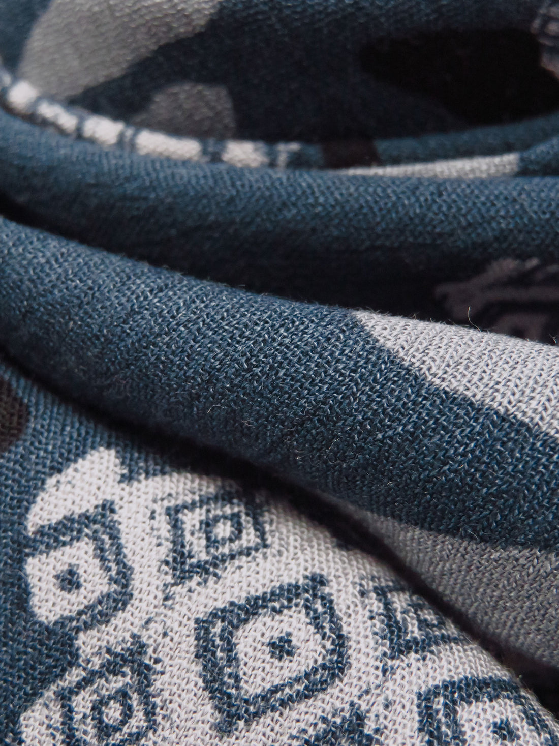 Blue Gray/Black/Slate Gray 100% Rayon Stylized Camo Print Crinkle Challis 50W