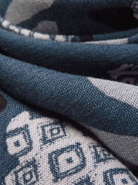 Blue Gray/Black/Slate Gray 100% Rayon Stylized Camo Print Crinkle Challis 50W