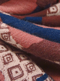 Maroon/Marine Blue/Burnt Sienna 100% Rayon Stylized Camo Print Crinkle Challis 50W