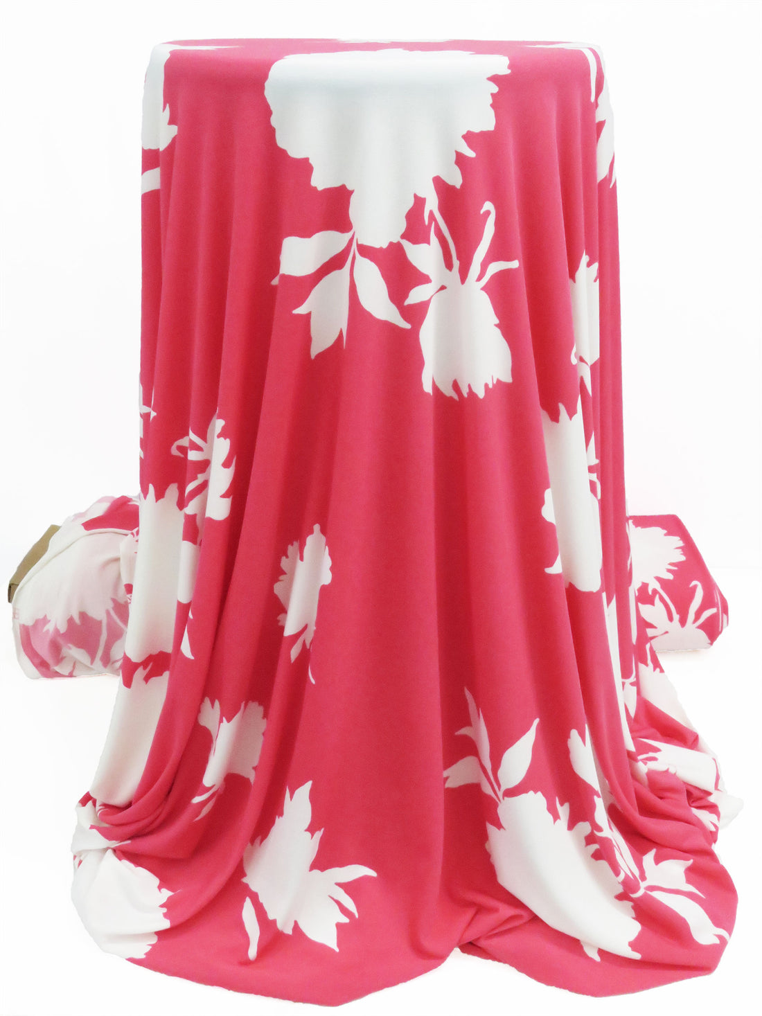 Paradise Pink/White Polyester/Lycra Floral Silhouette Print ITY Knit - NY Designer - 56W