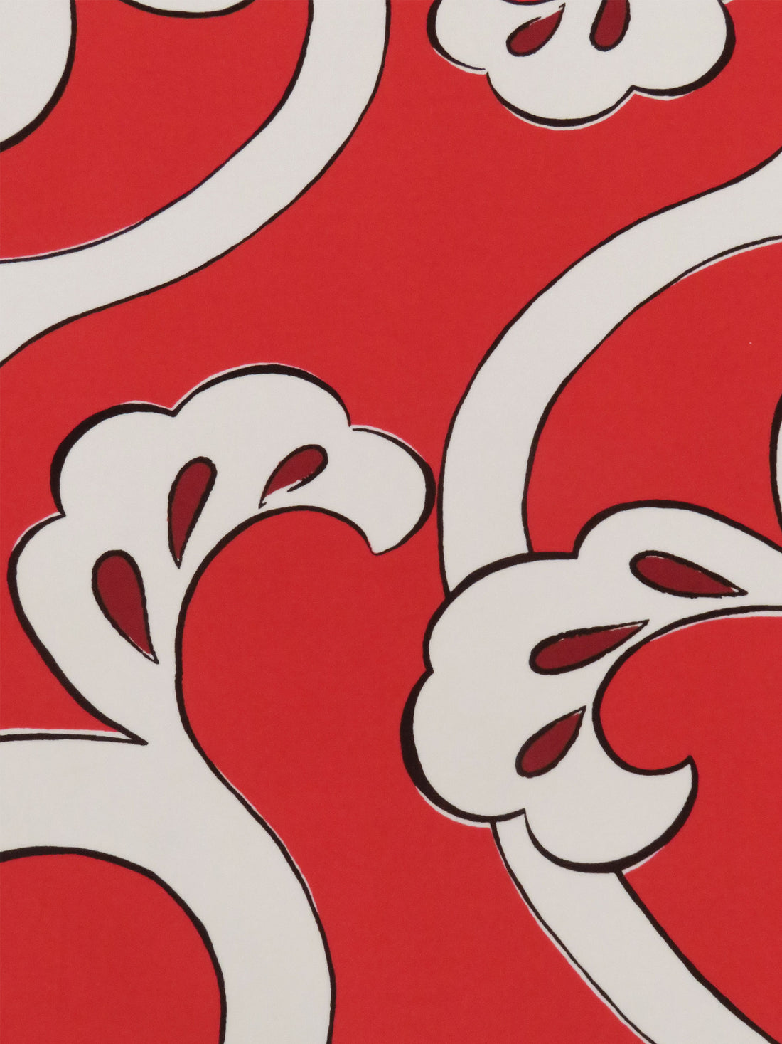 Scarlet/Cream/Black/Cabernet Polyester/Lycra Large Ornate Scrolls Print ITY Knit - NY Designer - 56W