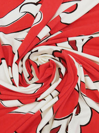 Scarlet/Cream/Black/Cabernet Polyester/Lycra Large Ornate Scrolls Print ITY Knit - NY Designer - 56W