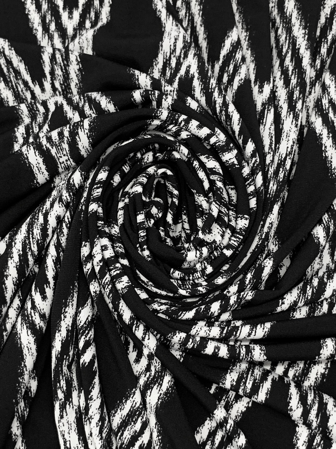 Black/White Polyester/Lycra Rugged Diamond Print ITY Knit - NY Designer - 56W
