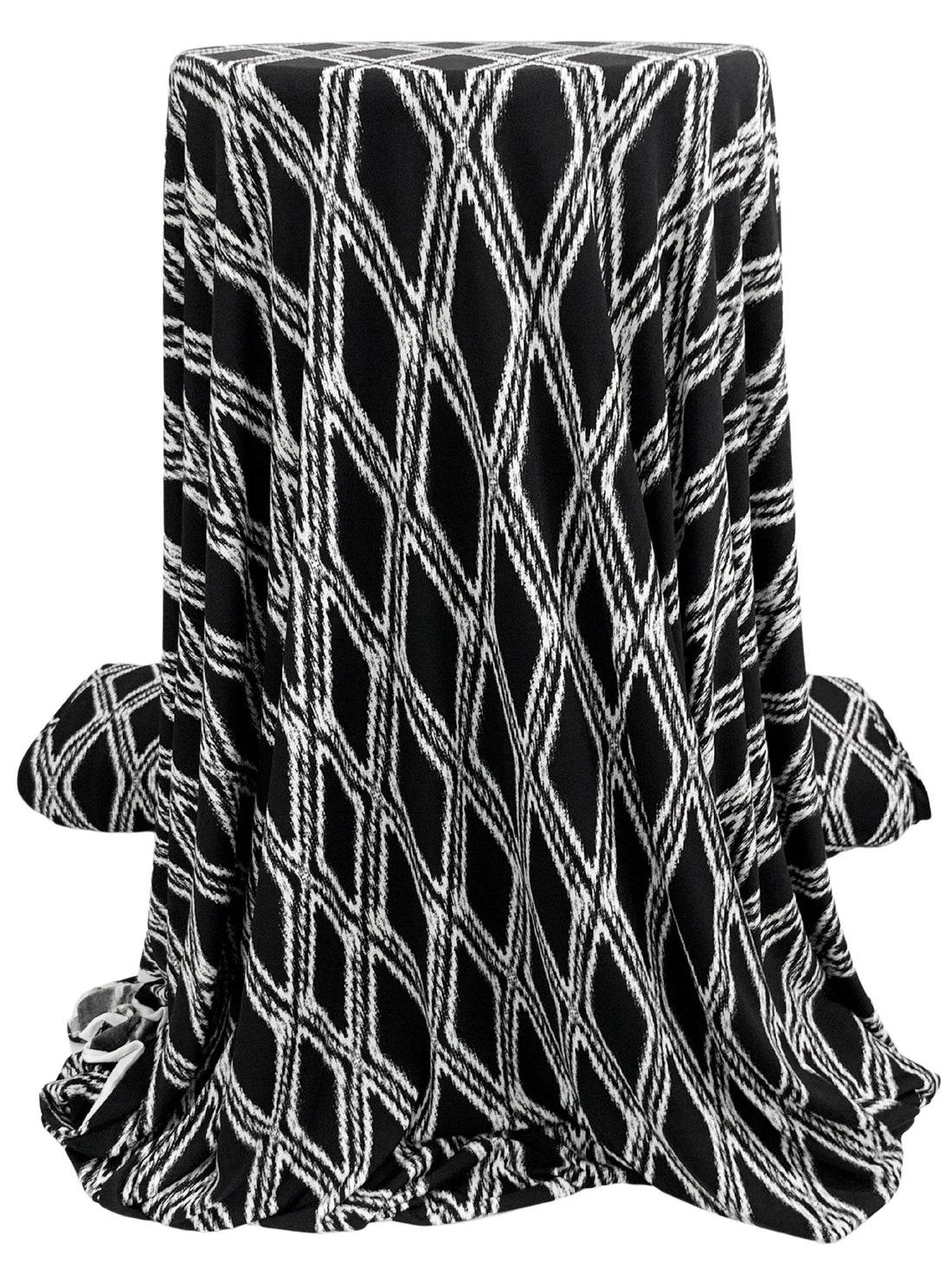 Black/White Polyester/Lycra Rugged Diamond Print ITY Knit - NY Designer - 56W